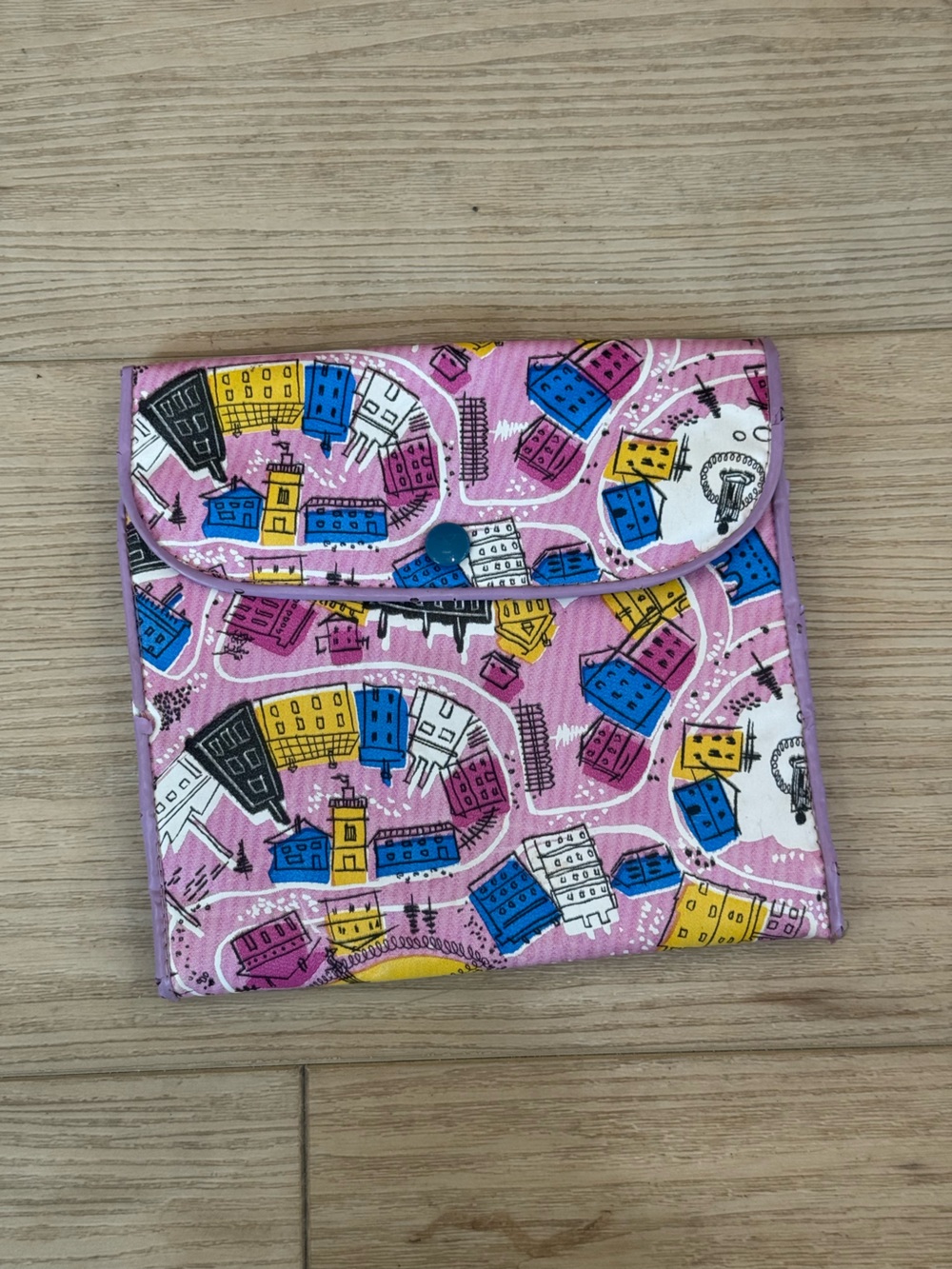 Pink City Print Snap Wallet